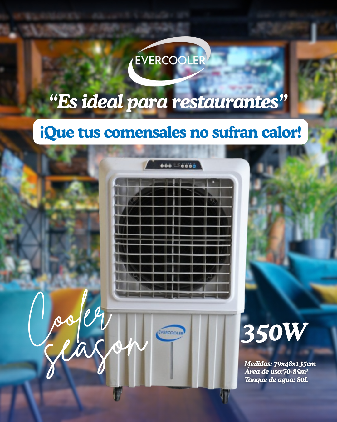 Mediano - Enfriadores de aire moviles, Ideal para refrescar espacios amplios.
