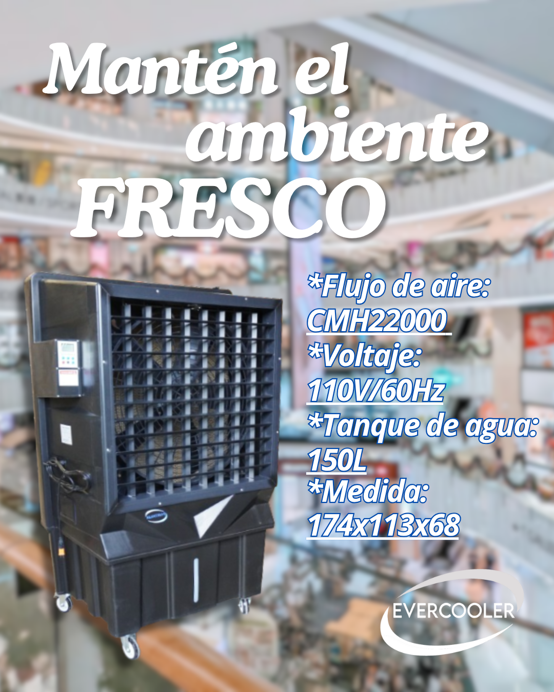Grande. Enfriadores de aire moviles. ideales para almacenes y espacios industriales.